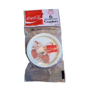 Vintage Coca-Cola Santa Claus Coasters Set of 6 Tin Sealed 1983 NEW